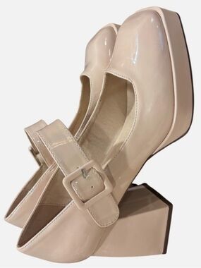 NWOB Mary Jane Chunky Platform Heels Patent Leather Square Toe Ankle Strap 9.5M